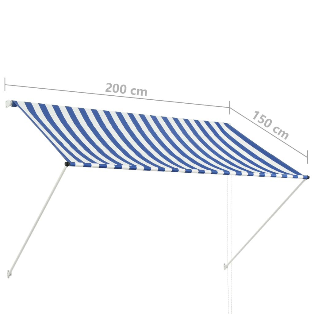 Copertină retractabilă, albastru și alb, 200 x 150 cm Lando - Lando