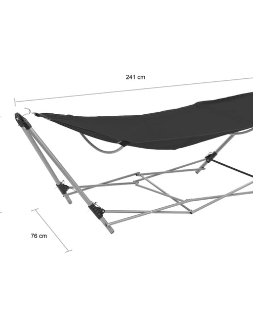 Загрузите изображение в средство просмотра галереи, Hamac cu suport pliabil, negru Lando - Lando
