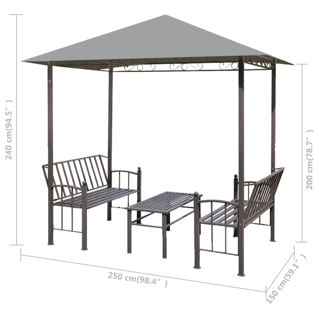 Pavilion de grădină cu masă și bănci, antracit, 2,5x1,5x2,4 m Lando - Lando