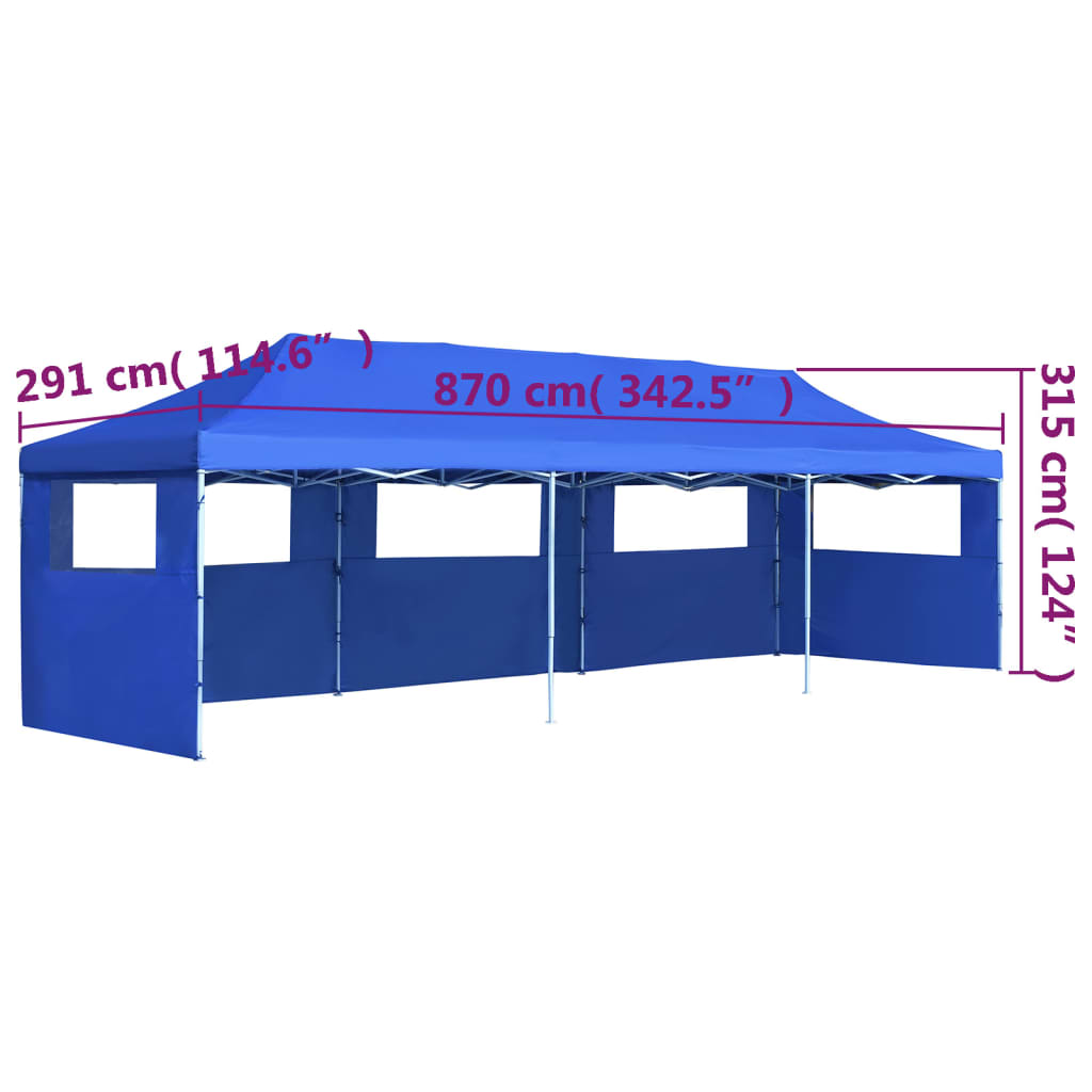 Cort petrecere pliabil cu 5 pereți laterali, albastru, 3 x 9 m Lando - Lando