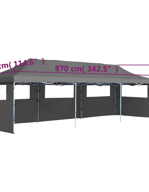 Загрузите изображение в средство просмотра галереи, Cort petrecere pliabil cu 5 pereți laterali, antracit, 3 x 9 m Lando - Lando
