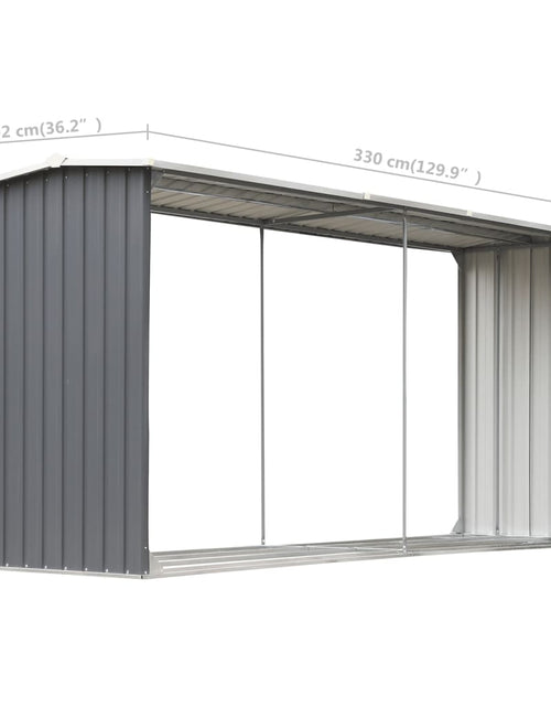 Загрузите изображение в средство просмотра галереи, Șopron depozitare lemne, oțel galvanizat, 330x92x153 cm, gri Lando - Lando
