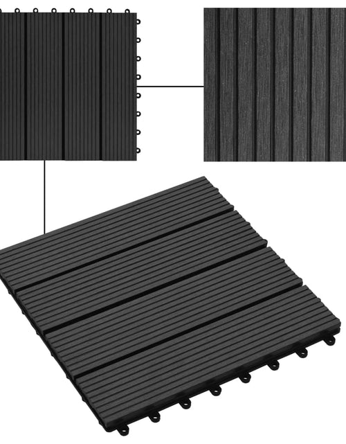 Загрузите изображение в средство просмотра галереи, Plăci de pardoseală 11 buc, negru, 30 x 30 cm ,WPC, 1 mp Lando - Lando
