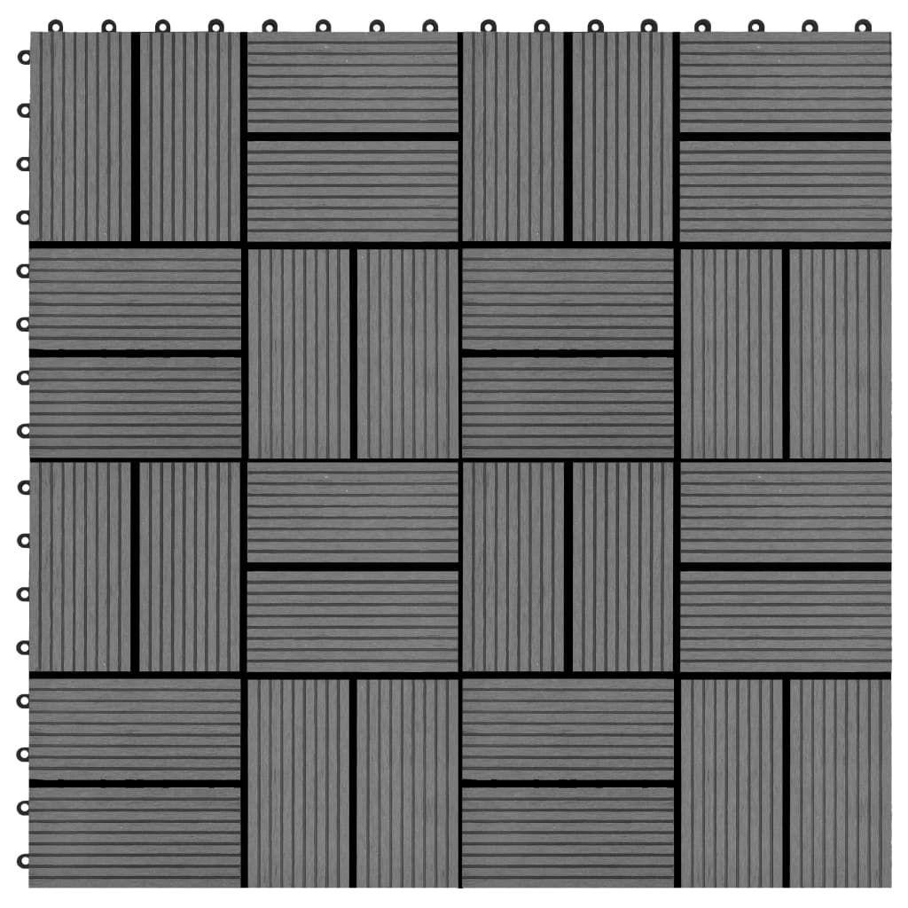 Plăci de podea, 11 buc., gri, 30 x 30 cm, 1 mp, WPC Lando - Lando