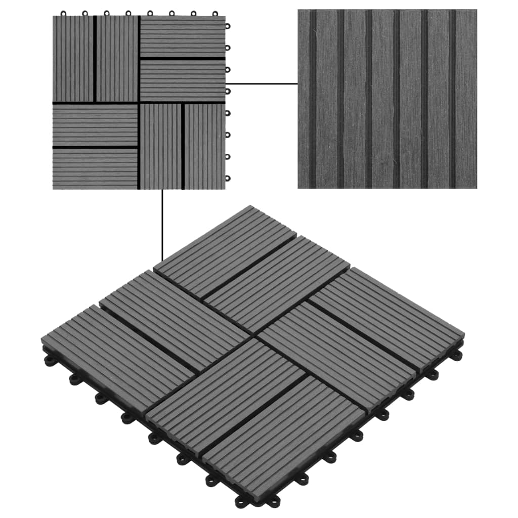 Plăci de podea, 11 buc., gri, 30 x 30 cm, 1 mp, WPC Lando - Lando