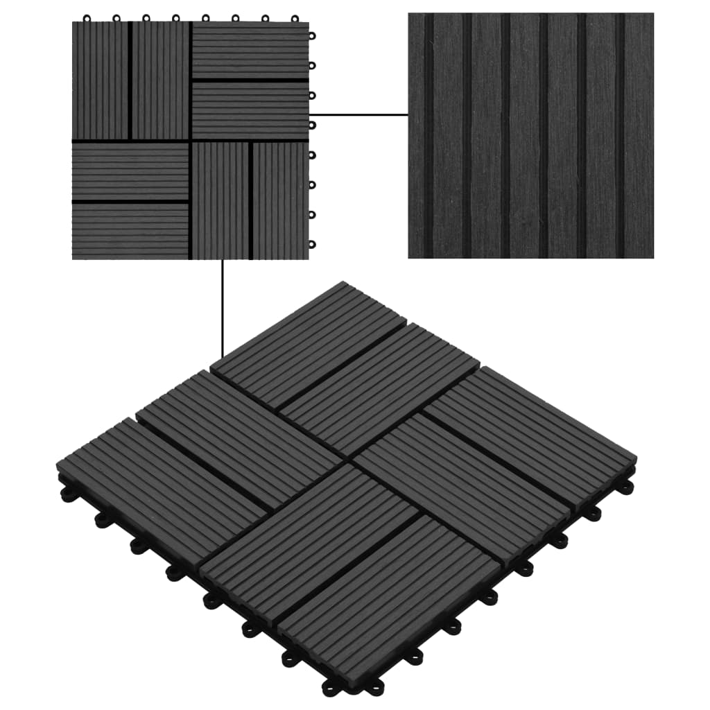 Plăci de pardoseală 11 buc, negru, 30 x 30 cm, WPC, 1 mp Lando - Lando
