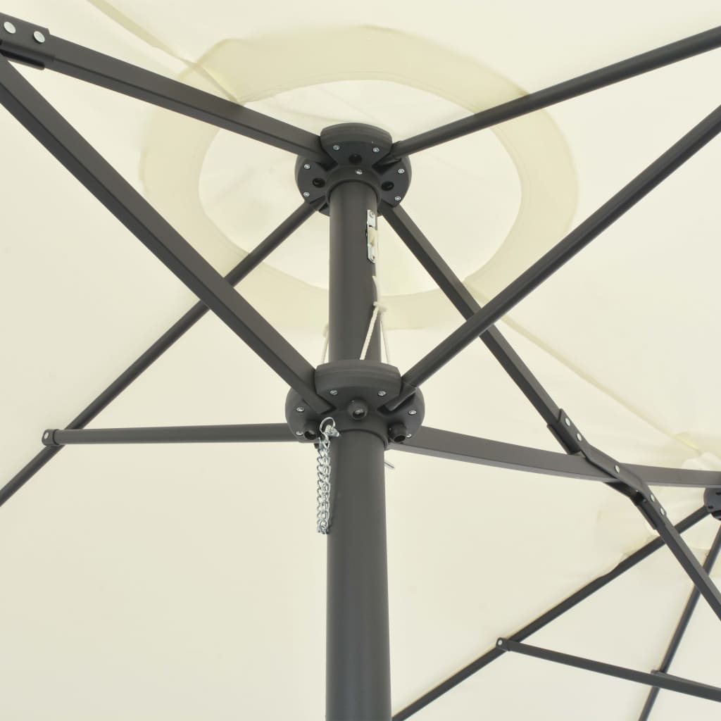 Umbrelă soare exterior, stâlp aluminiu, nisipiu, 460 x 270 cm Lando - Lando