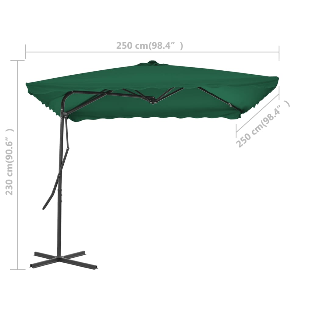 Umbrelă de soare de exterior, stâlp din oțel, verde, 250x250 cm Lando - Lando