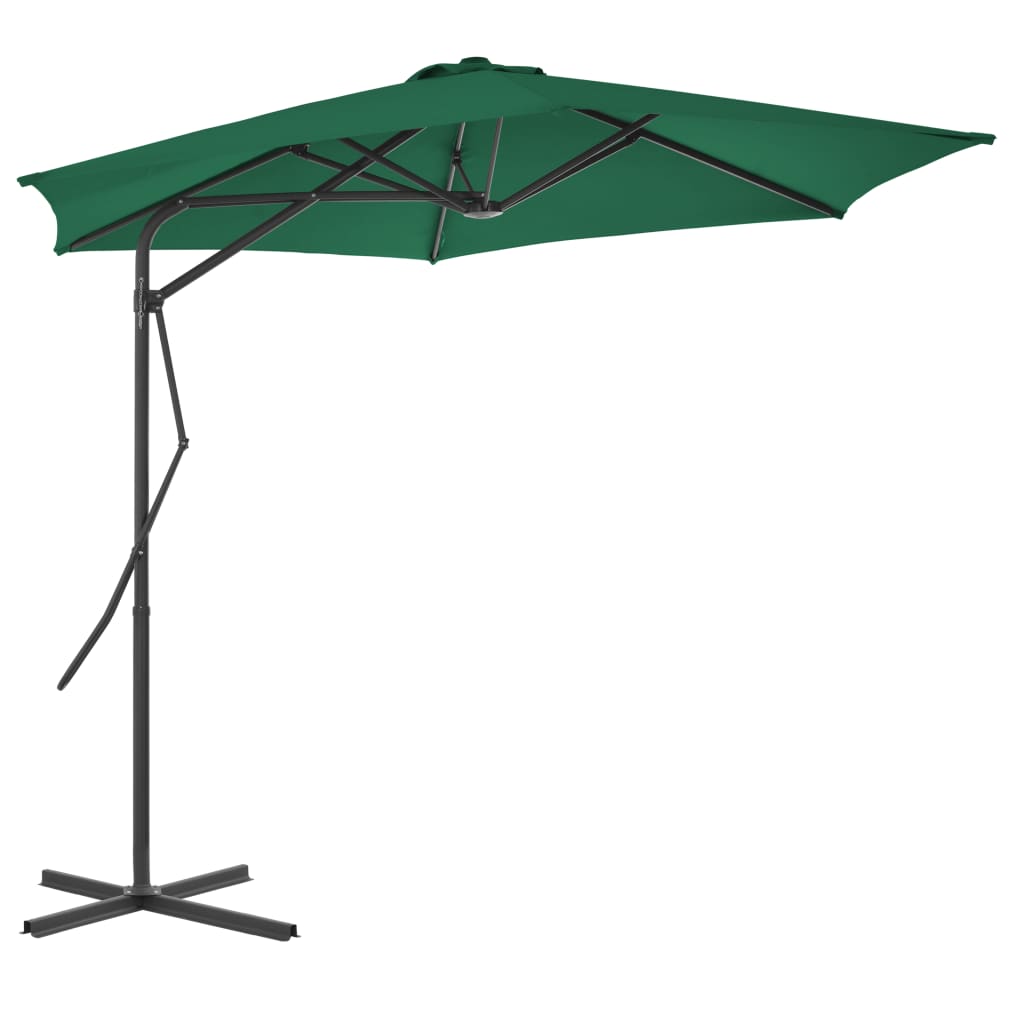 Umbrelă soare de exterior cu stâlp din oțel, verde, 300 cm Lando - Lando