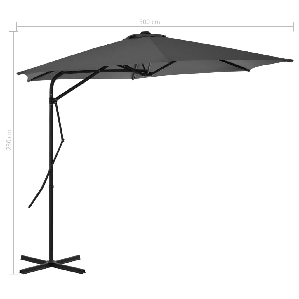 Umbrelă de soare de exterior, stâlp din oțel, antracit, 300 cm Lando - Lando