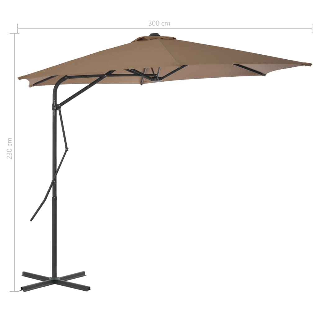 Umbrelă de soare de exterior, stâlp din oțel, gri taupe, 300 cm Lando - Lando