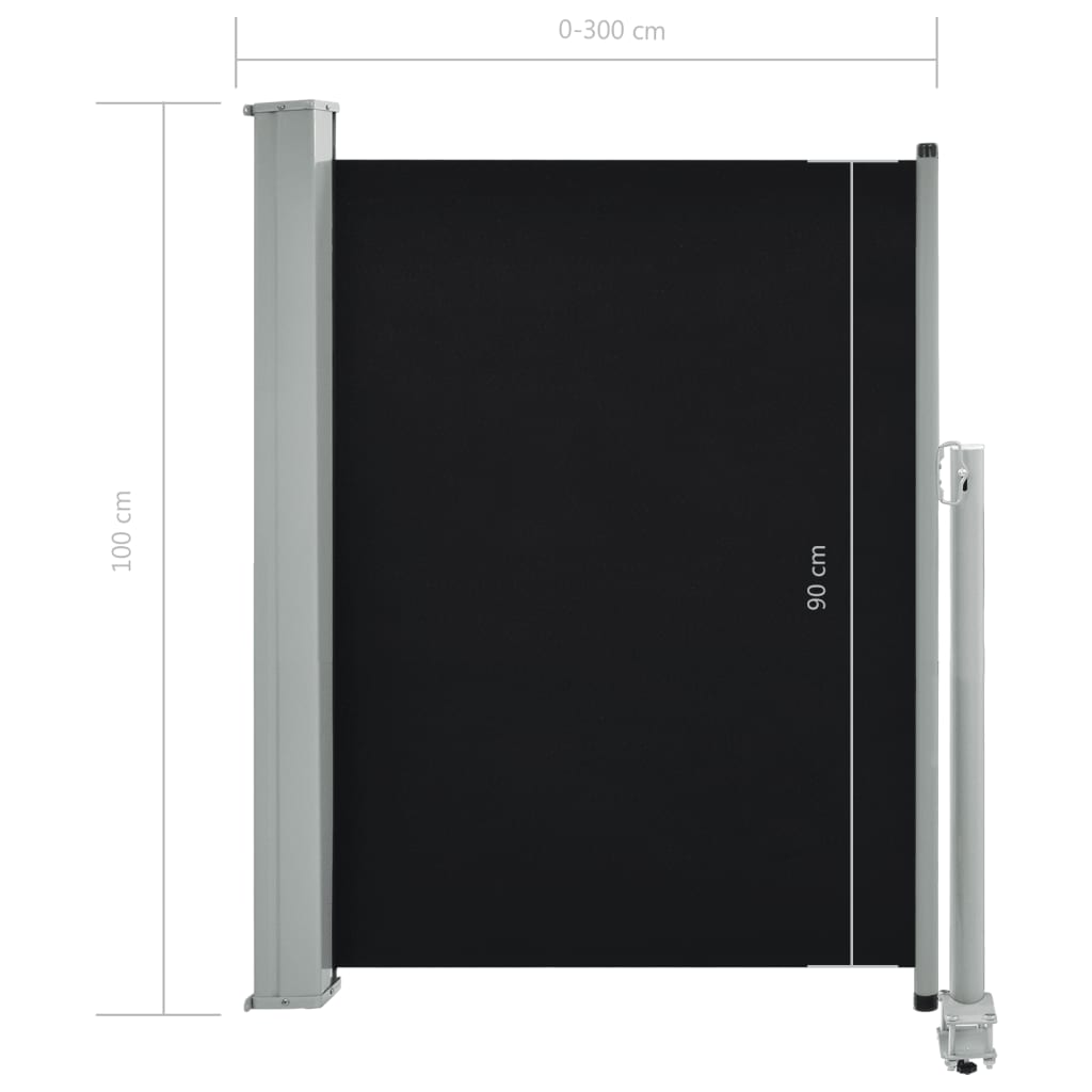 Copertină laterală retractabilă de terasă, negru, 100 x 300 cm Lando - Lando