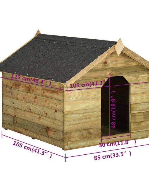 Загрузите изображение в средство просмотра галереи, Cușcă câine de grădină, acoperiș detașabil, lemn de pin tratat - Lando
