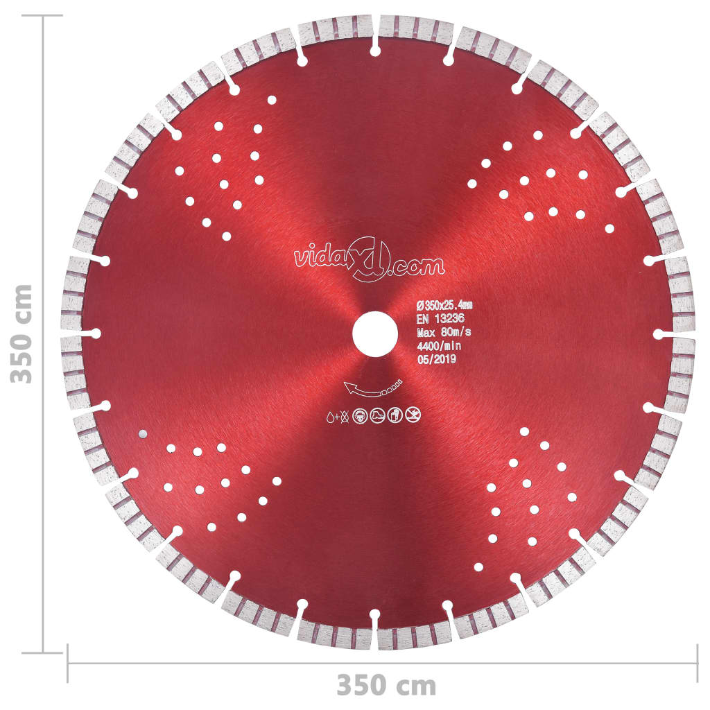 Disc diamantat de tăiere cu segmente turbo și găuri oțel 350 mm - Lando