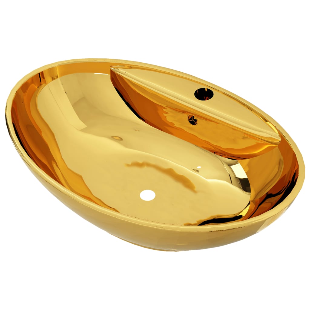 Chiuvetă cu preaplin, auriu, 58,5 x 39 x 21 cm, ceramică Lando - Lando