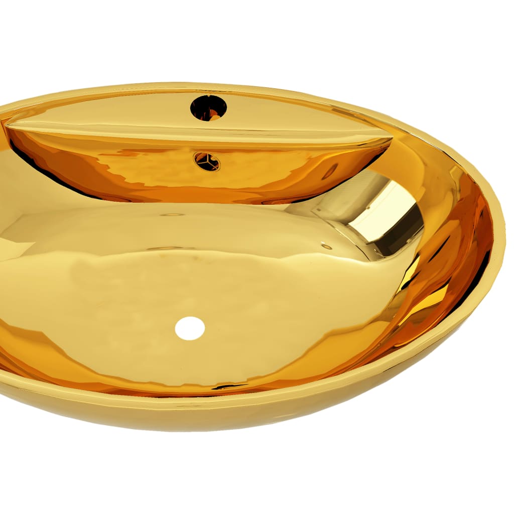 Chiuvetă cu preaplin, auriu, 58,5 x 39 x 21 cm, ceramică Lando - Lando