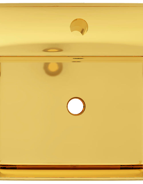 Загрузите изображение в средство просмотра галереи, Chiuvetă cu preaplin, auriu, 41 x 41 x 15 cm, ceramică Lando - Lando
