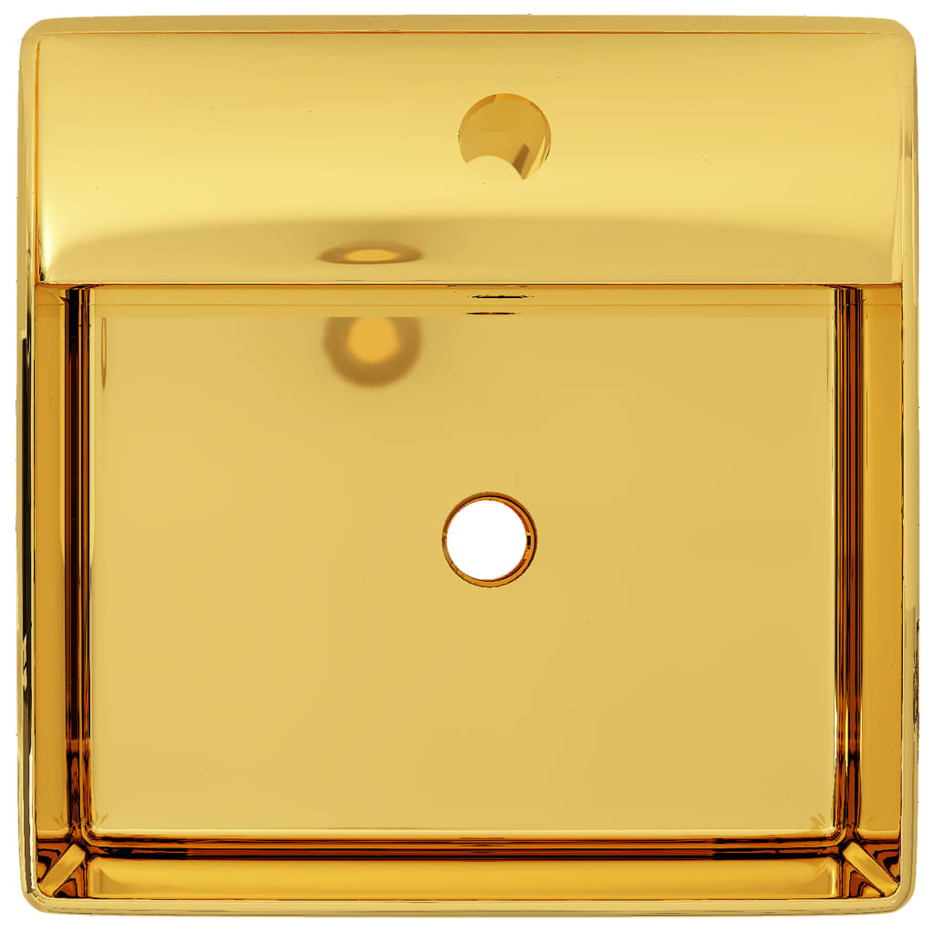 Chiuvetă cu preaplin, auriu, 41 x 41 x 15 cm, ceramică Lando - Lando