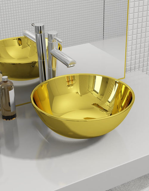 Încărcați imaginea în vizualizatorul Galerie, Chiuvetă de baie, auriu, 28 x 10 cm, ceramică Lando - Lando
