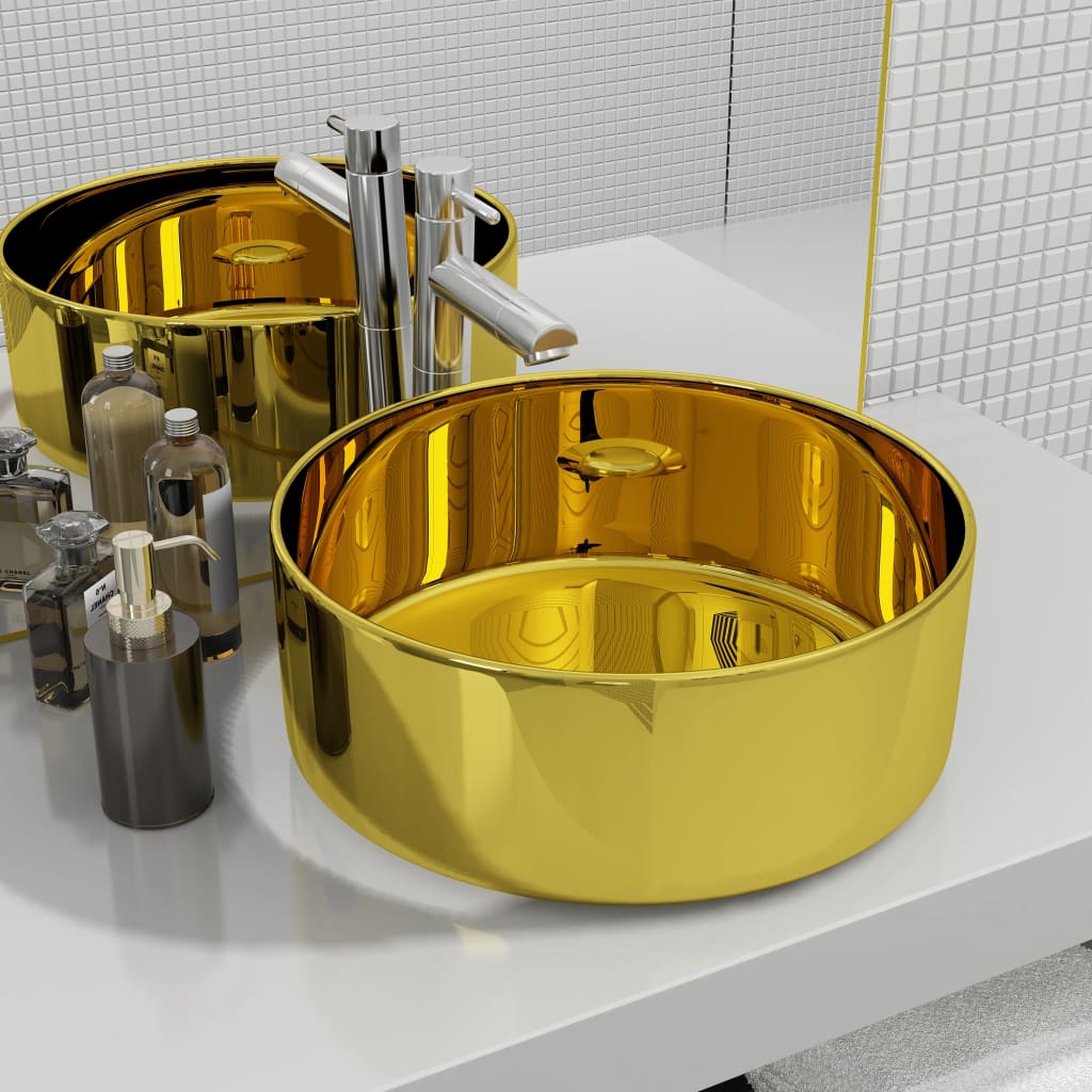 Chiuvetă de baie, auriu, 40 x 15 cm, ceramică Lando - Lando
