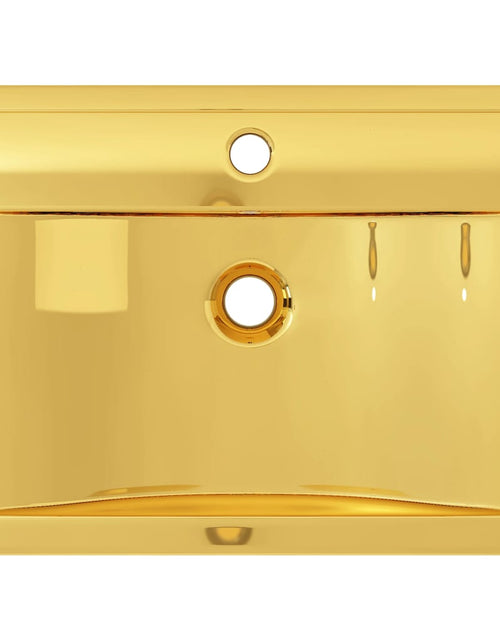 Încărcați imaginea în vizualizatorul Galerie, Chiuvetă cu preaplin, auriu, 60x46x16 cm, ceramică Lando - Lando
