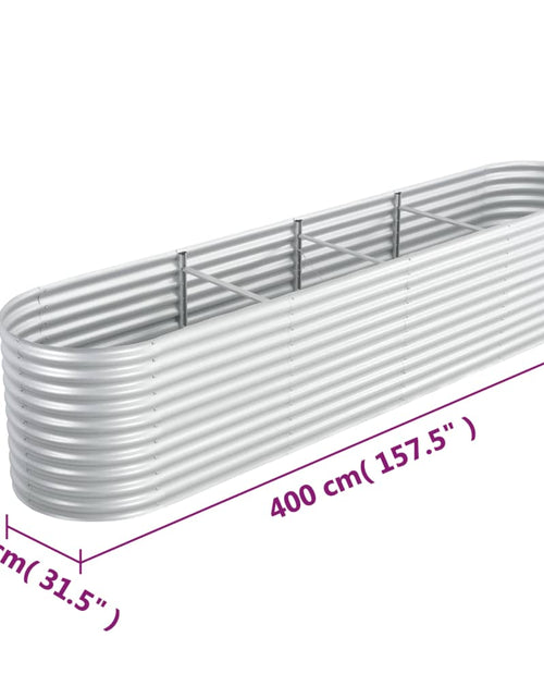 Încărcați imaginea în vizualizatorul Galerie, Strat înălțat grădină, argintiu 400x80x81 cm, oțel galvanizat - Lando
