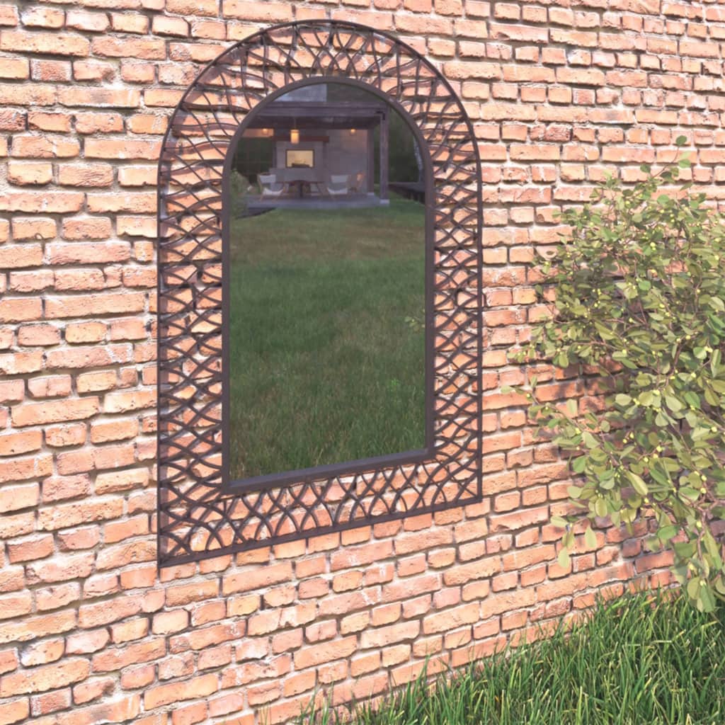 Oglindă de perete de grădină, negru, 50 x 80 cm, arcuită Lando - Lando