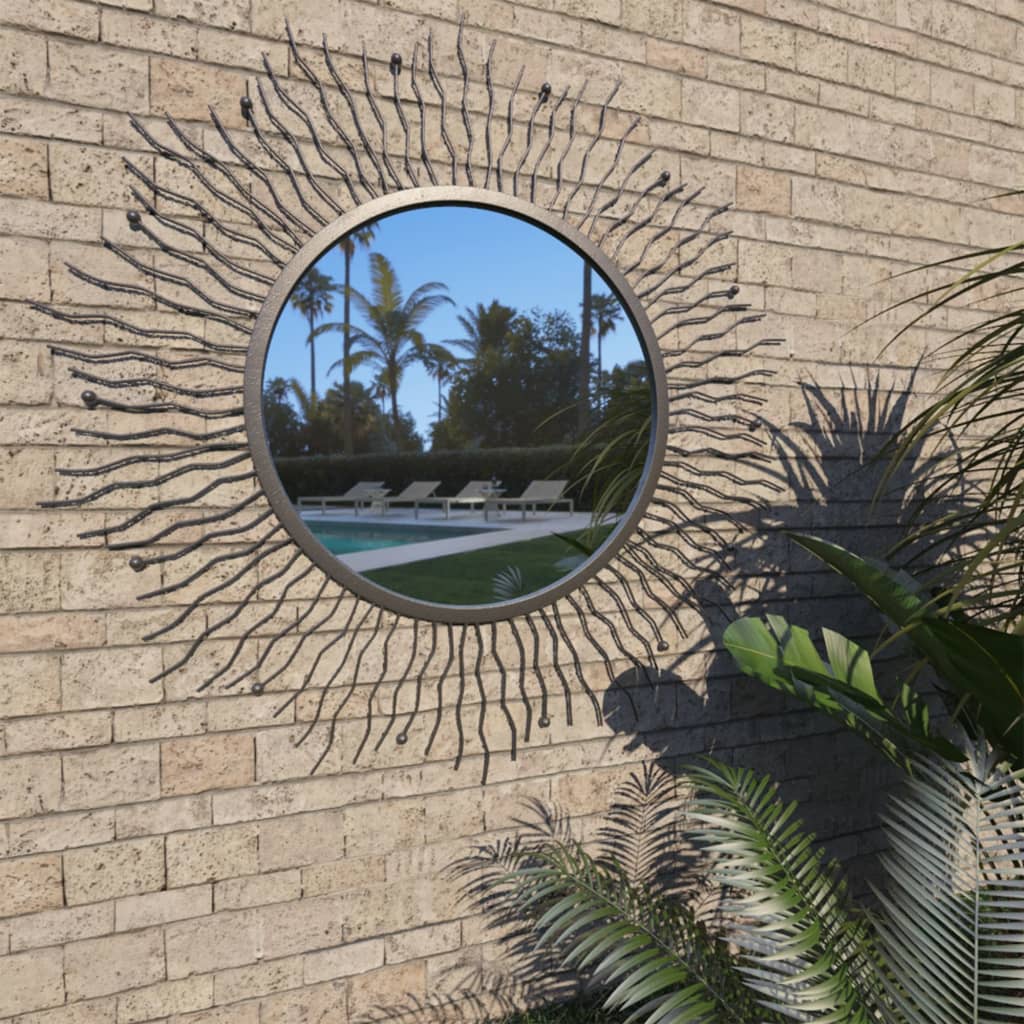 Oglindă de perete pentru grădină Sunburst, negru, 80 cm Lando - Lando