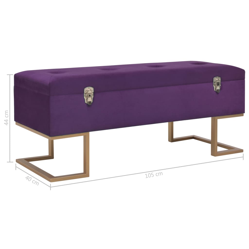 Banchetă cu un compartiment de depozitare violet 105cm catifea - Lando