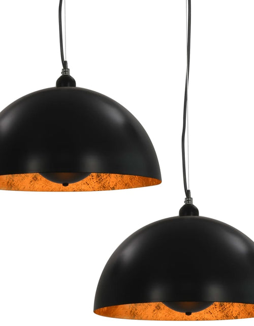 Încărcați imaginea în vizualizatorul Galerie, Lustre, 2 buc., negru și auriu, semisferic, 40 cm, E27 - Lando
