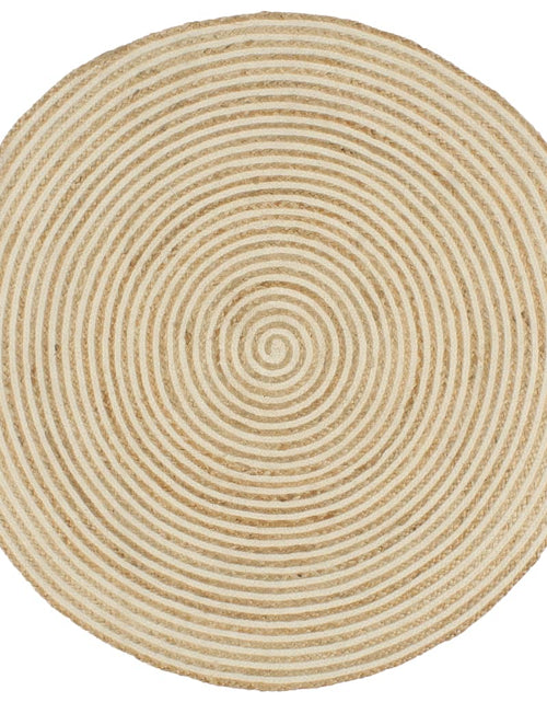 Загрузите изображение в средство просмотра галереи, Covor lucrat manual cu model spiralat, alb, 150 cm, iută Lando - Lando
