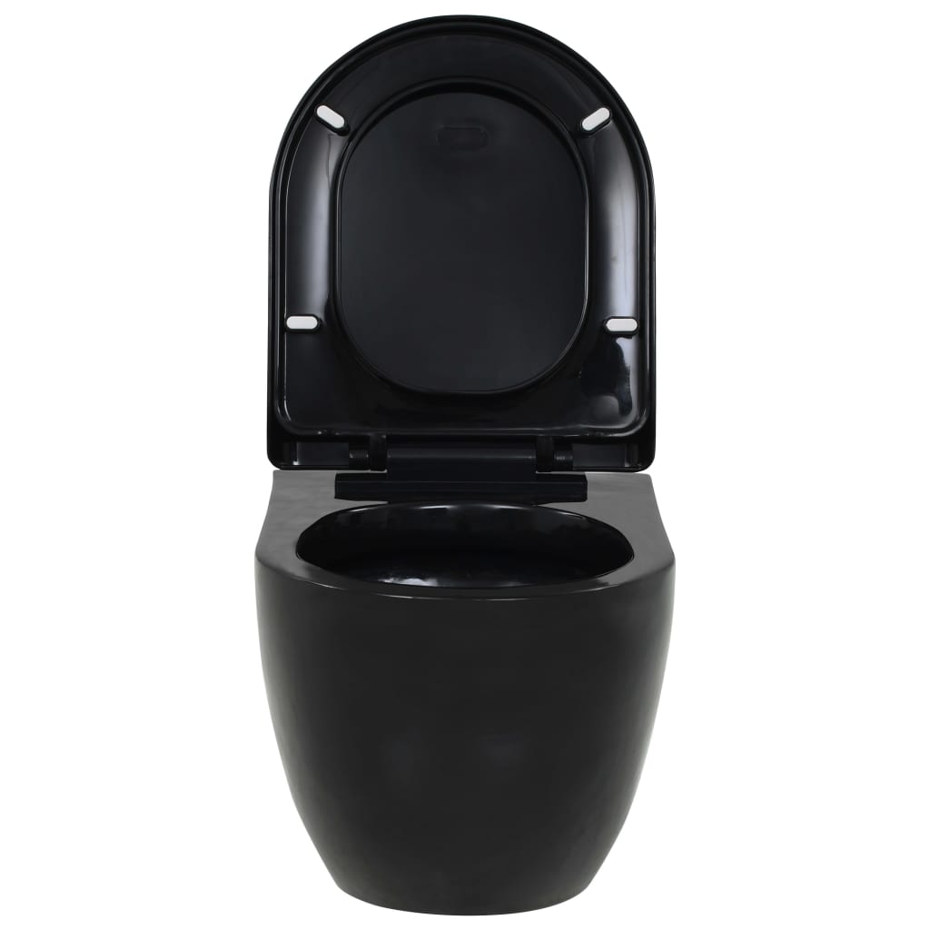 Vas de toaletă suspendat cu rezervor încastrat, negru, ceramică - Lando