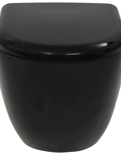 Încărcați imaginea în vizualizatorul Galerie, Vas de toaletă suspendat cu rezervor încastrat, negru, ceramică - Lando
