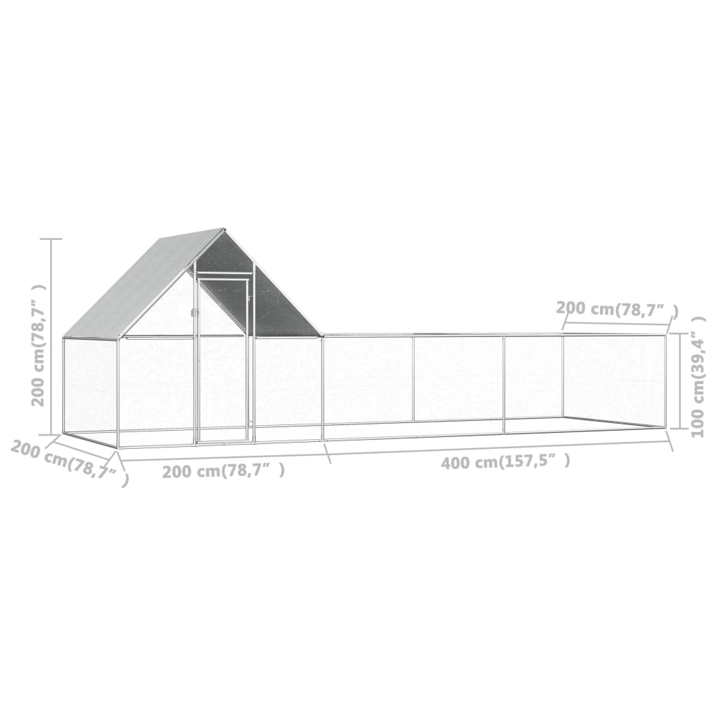 Coteț pentru păsări, 6 x 2 x 2 m, oțel galvanizat Lando - Lando