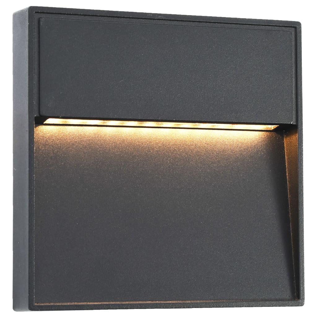 Lămpi de perete LED de exterior, 2 buc., negru, 3 W, pătrat Lando - Lando