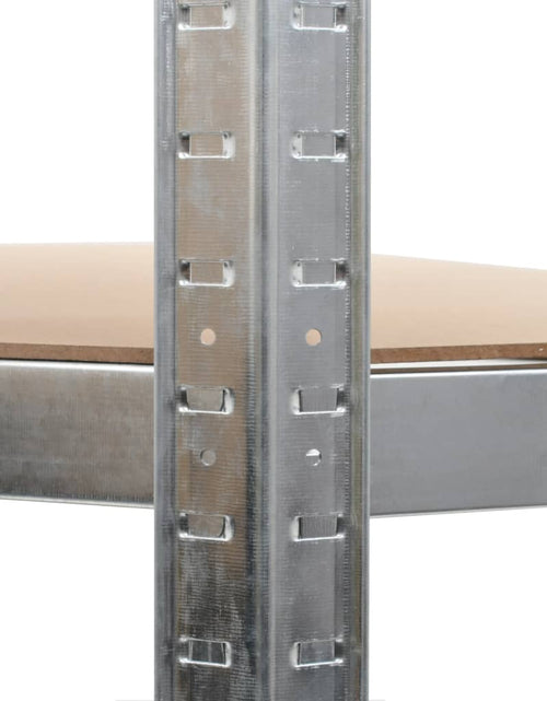 Încărcați imaginea în vizualizatorul Galerie, Raft de colț cu 5 niveluri, argintiu, oțel și lemn prelucrat - Lando
