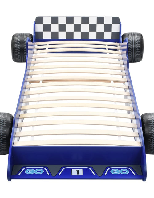 Încărcați imaginea în vizualizatorul Galerie, Pat pentru copii mașină de curse, albastru, 90 x 200 cm - Lando
