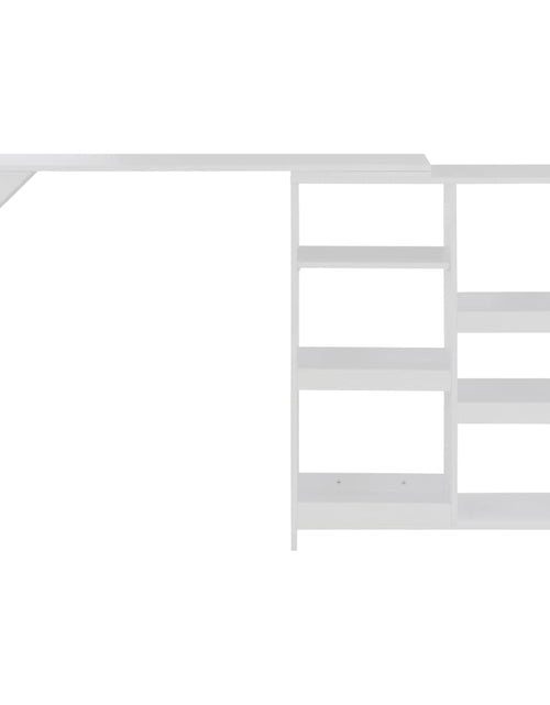 Загрузите изображение в средство просмотра галереи, Masă de bar cu raft mobil, alb, 138x39x110 cm - Lando
