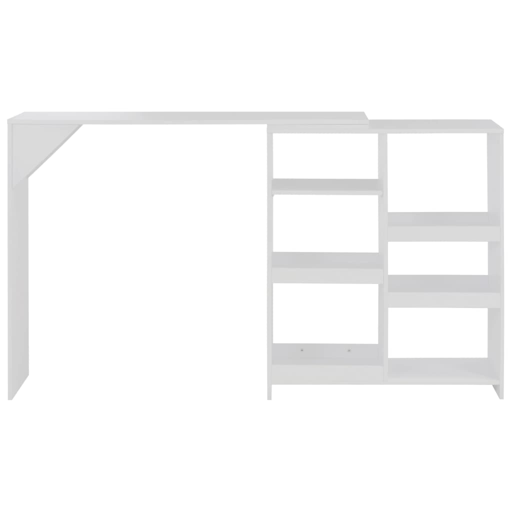 Masă de bar cu raft mobil, alb, 138x39x110 cm - Lando