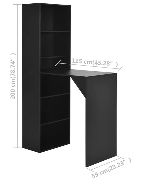 Încărcați imaginea în vizualizatorul Galerie, Masă de bar cu dulap, negru, 115 x 59 x 200 cm - Lando
