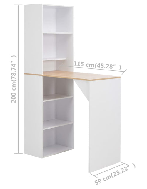 Încărcați imaginea în vizualizatorul Galerie, Masă de bar cu dulap, alb, 115 x 59 x 200 cm - Lando
