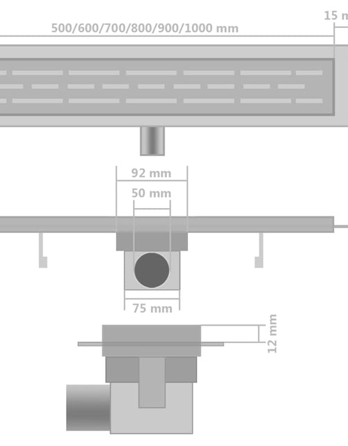 Încărcați imaginea în vizualizatorul Galerie, Rigolă liniară de duș, 2 buc. 830x140 mm oțel inoxidabil, linii Lando - Lando
