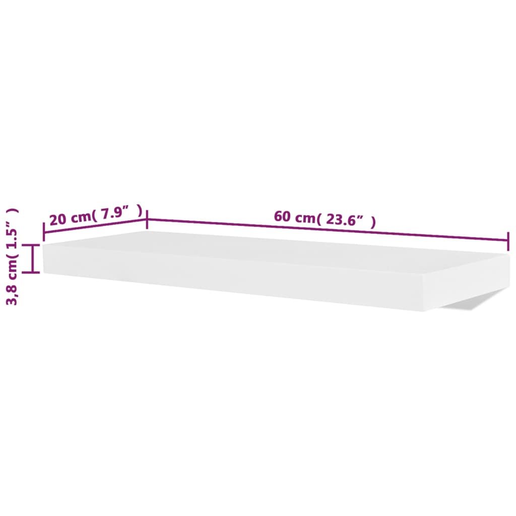 Rafturi de perete, 4 buc., alb, 60 cm - Lando