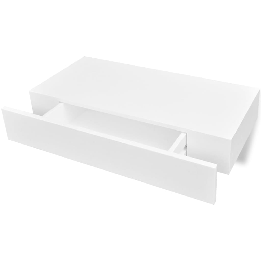 Rafturi de perete suspendate cu sertare, 2 buc., alb, 48 cm - Lando