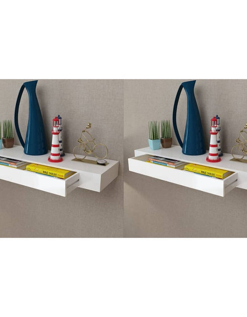 Загрузите изображение в средство просмотра галереи, Rafturi de perete suspendate cu sertare, 2 buc., alb, 80 cm - Lando
