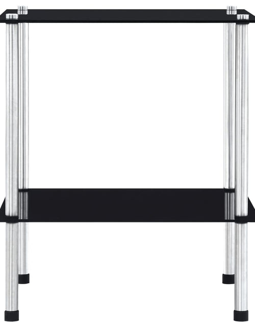 Încărcați imaginea în vizualizatorul Galerie, Raft cu 2 niveluri, negru, 40 x 40 x 47 cm, sticlă securizată Lando - Lando
