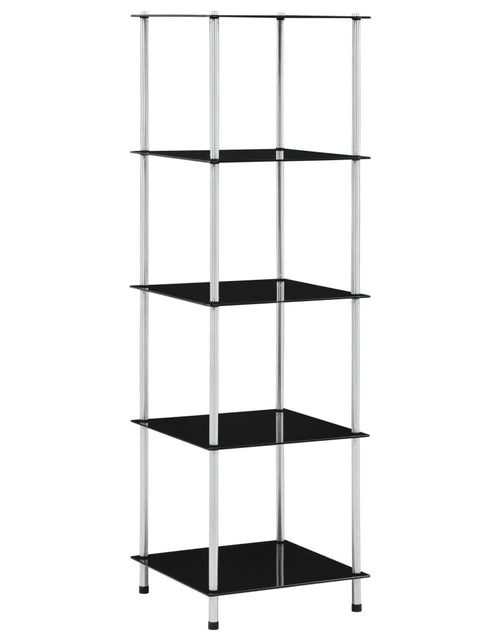Încărcați imaginea în vizualizatorul Galerie, Raft cu 5 niveluri, negru, 40 x 40 x 130 cm, sticlă securizată Lando - Lando

