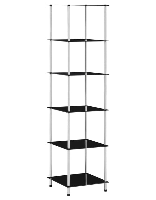 Încărcați imaginea în vizualizatorul Galerie, Raft cu 6 niveluri, negru, 40 x 40 x 160 cm, sticlă securizată Lando - Lando

