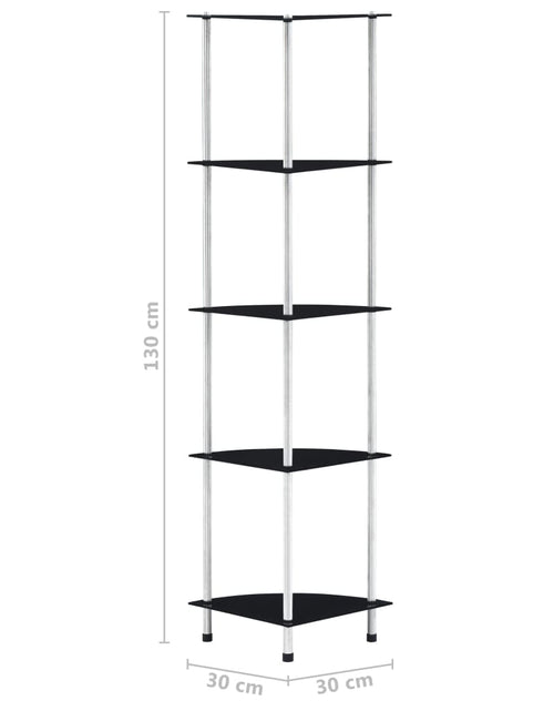 Încărcați imaginea în vizualizatorul Galerie, Raft cu 5 niveluri, negru, 30 x 30 x 130 cm, sticlă securizată Lando - Lando
