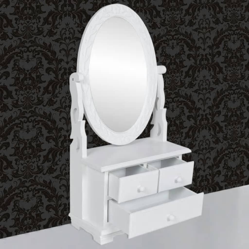 Masă de machiaj cu oglindă oscilantă ovală, MDF - Lando